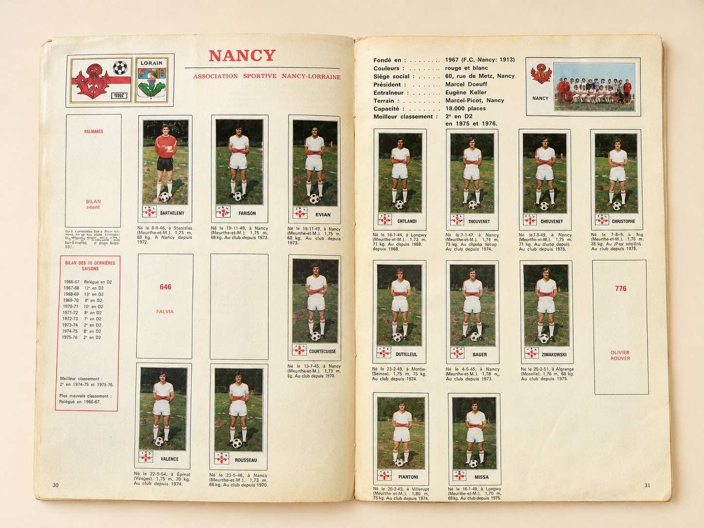 Album Panini Football 77 en images — Championnat français 1977 — incomplet 18 vignettes