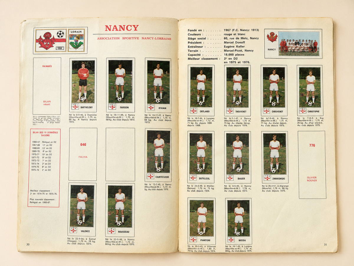 Album Panini Football 77 en images — Championnat français 1977 — incomplet 18 vignettes