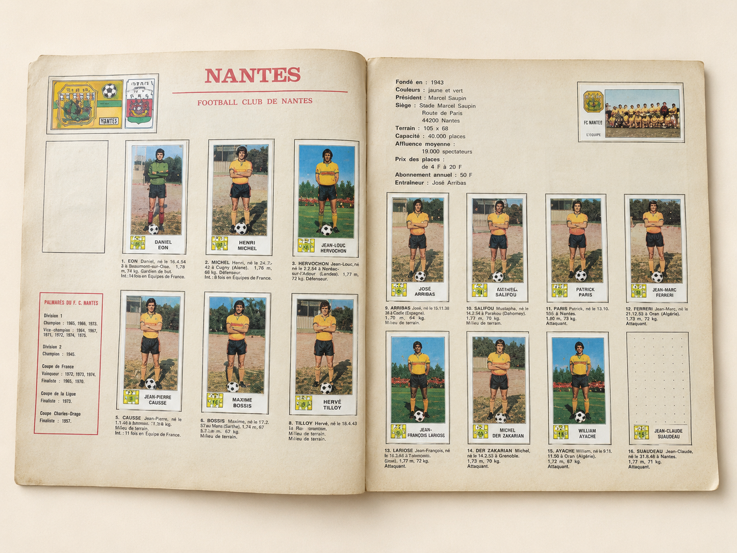 Album Panini Football 77 en images — Championnat français 1977 — incomplet 18 vignettes