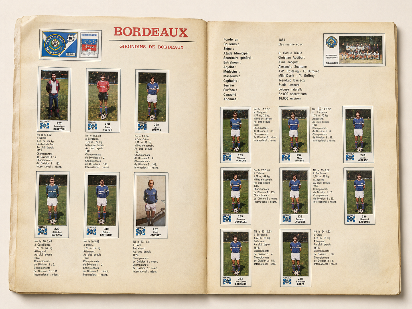 Album Panini Football 77 en images — Championnat français 1977 — incomplet 18 vignettes