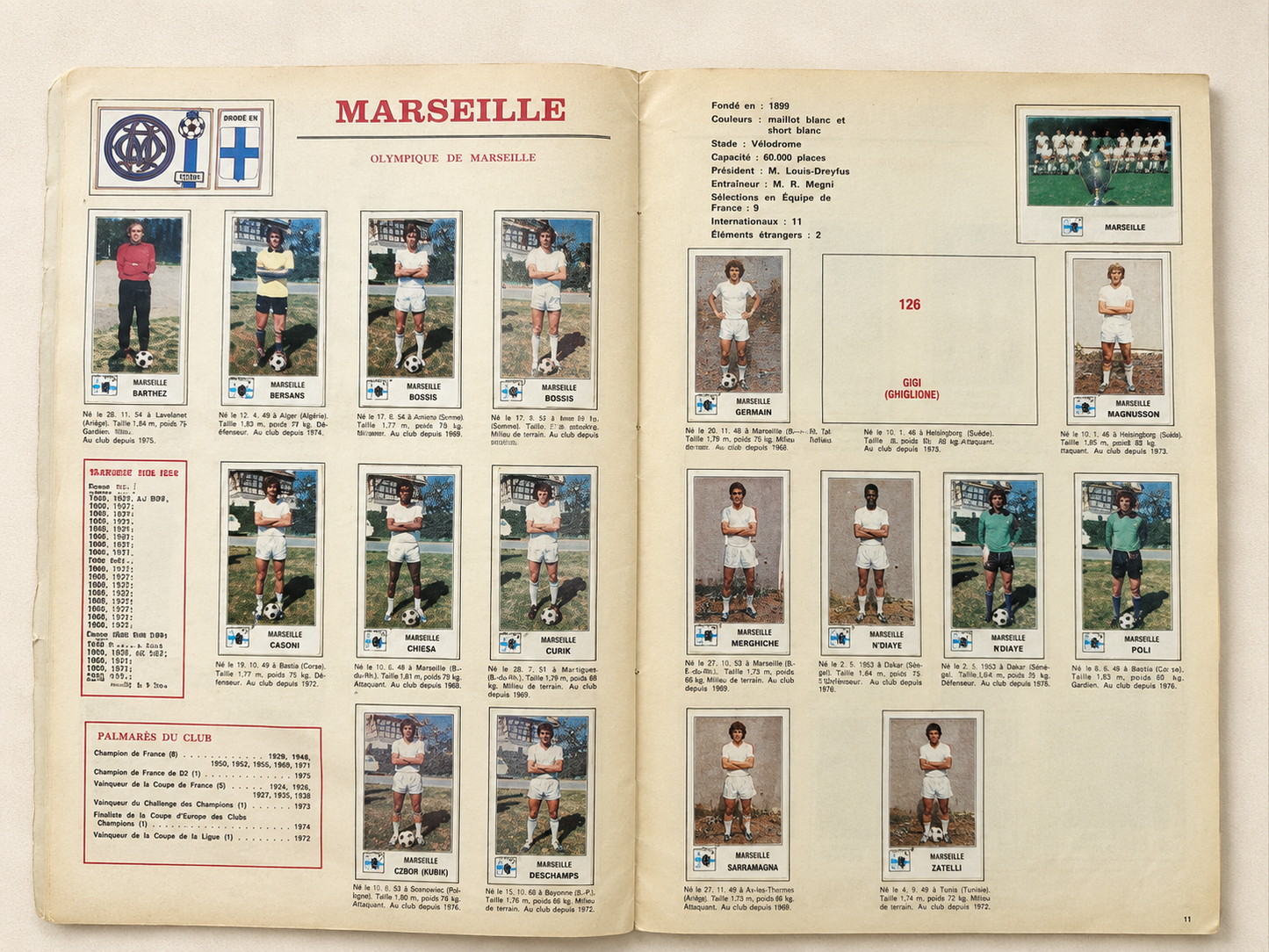Album Panini Football 77 en images — Championnat français 1977 — incomplet 18 vignettes