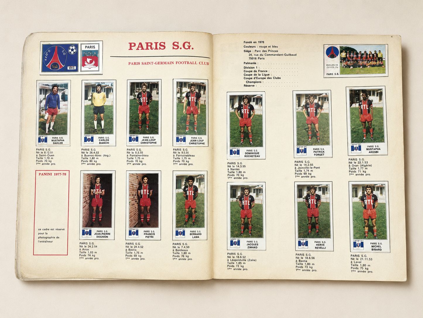 Album Panini Football 77 en images — Championnat français 1977 — incomplet 18 vignettes