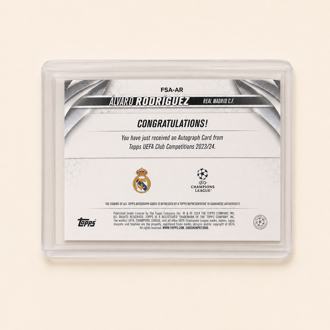 Álvaro Rodríguez Real Madrid — Topps Chrome UEFA Future Stars Autograph