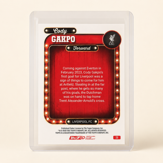 Cody Gakpo Liverpool FC — Topps Name In Lights #28 — /225