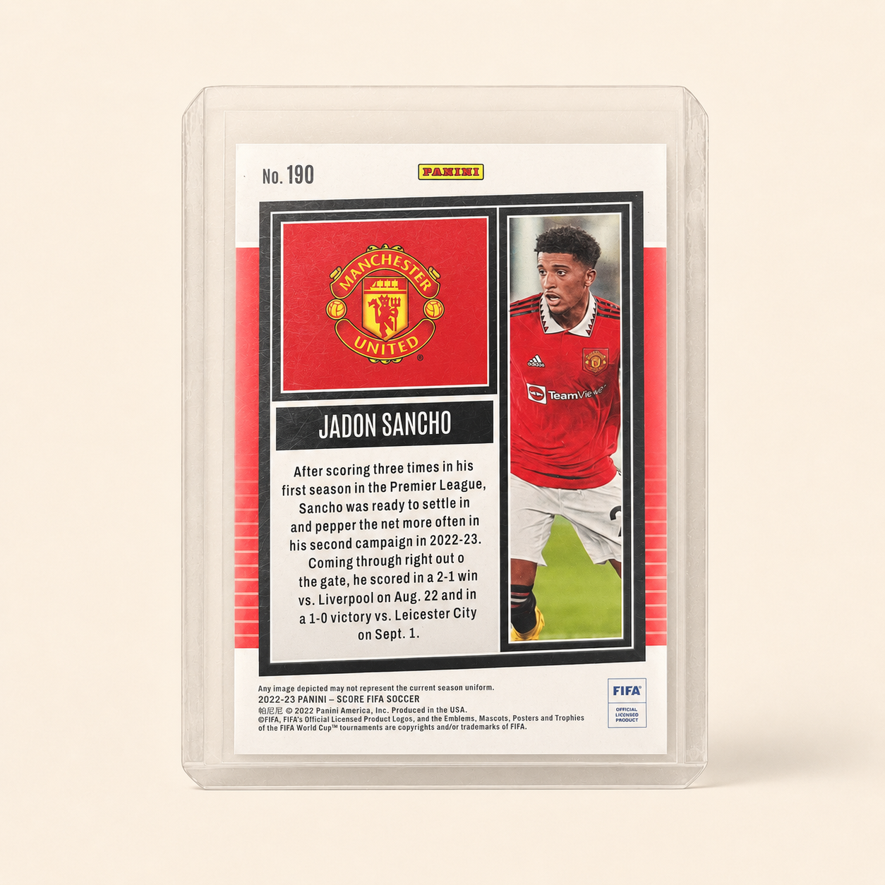 Jadon Sancho Manchester United — Panini Score Pink Swirl #190 — /45