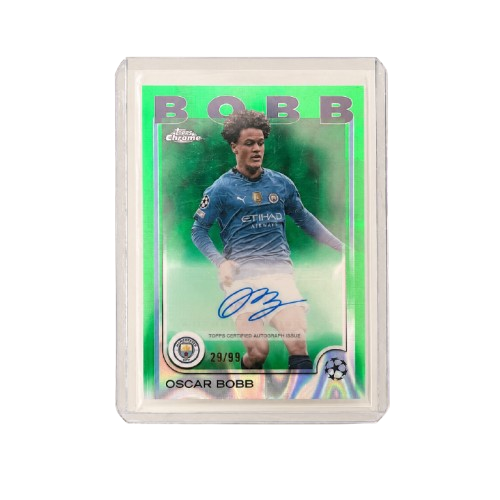 Oscar Bobb Manchester City — Topps Chrome Green Refractor Autograph — /99